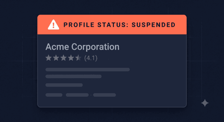 Google Business Profile showing a suspended listing warning for a UK tradesperson