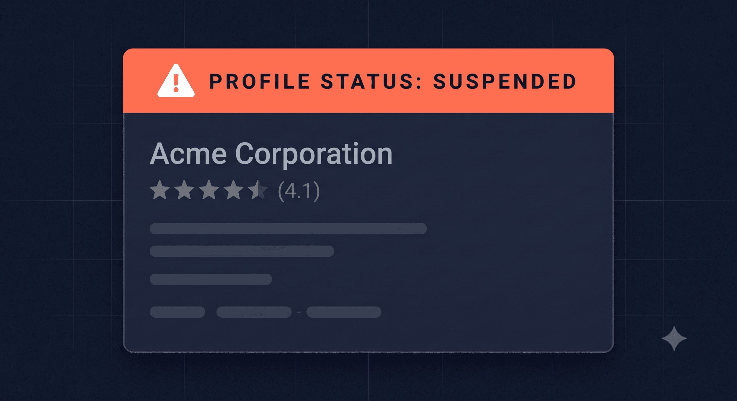 Google Business Profile showing a suspended listing warning for a UK tradesperson