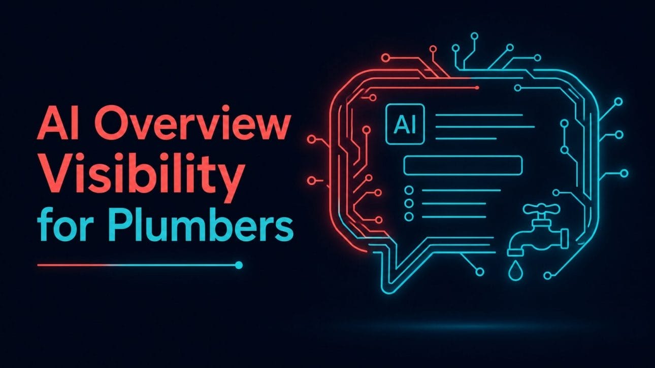 Glowing circuit speech bubble representing AI Overview visibility for plumbers.