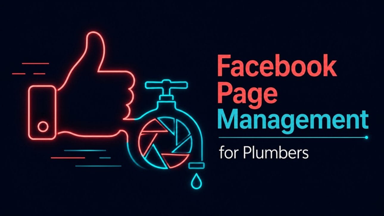 Glowing thumbs-up and camera icon representing Facebook page management for plumbers.