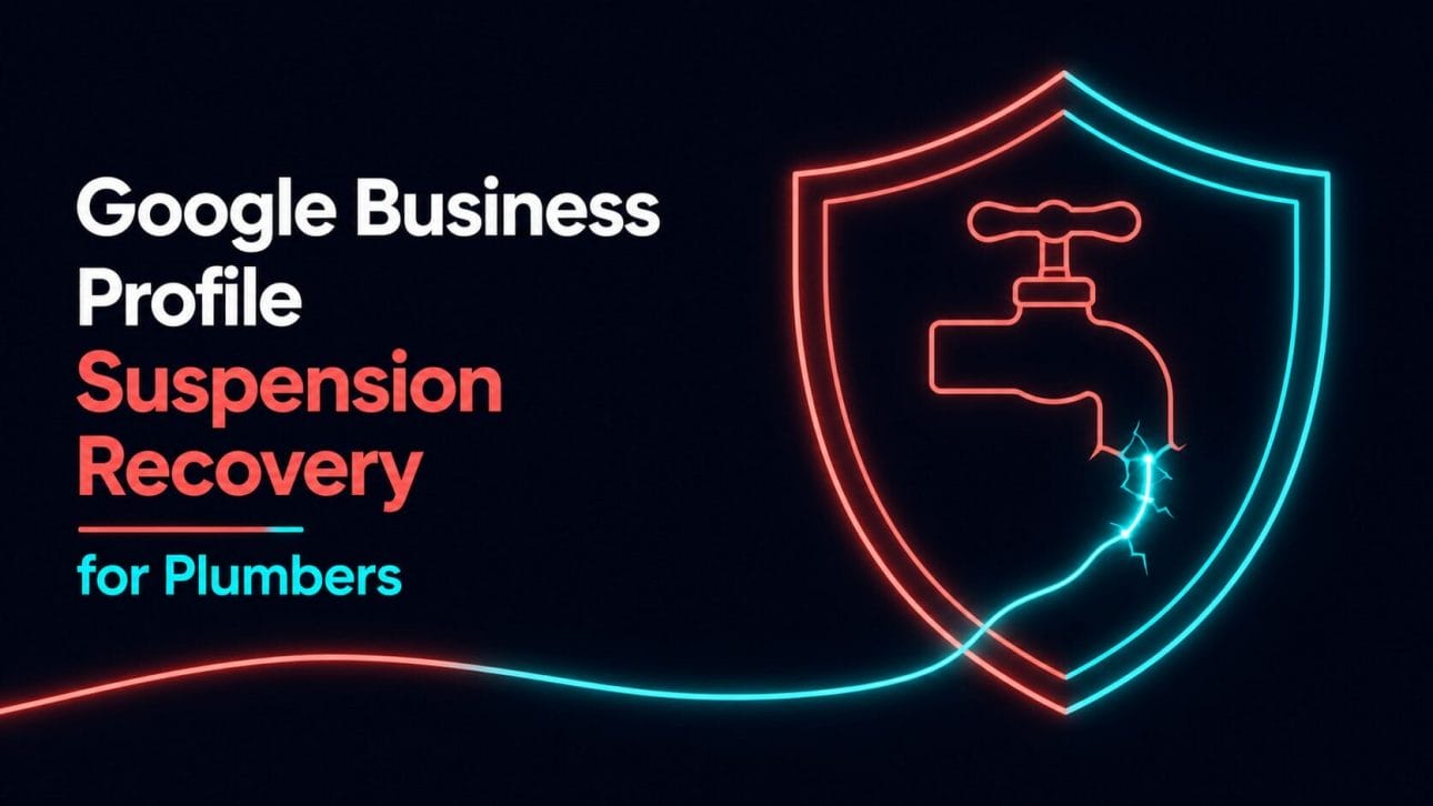 Glowing shield icon with a repaired crack, representing Google Business Profile suspension recovery for plumbers.