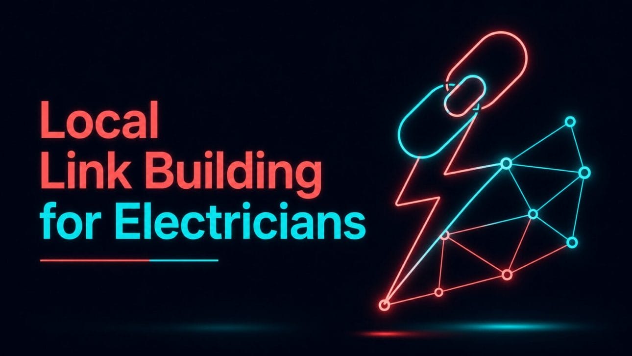 Glowing chain link and network icon representing local link building for electricians.