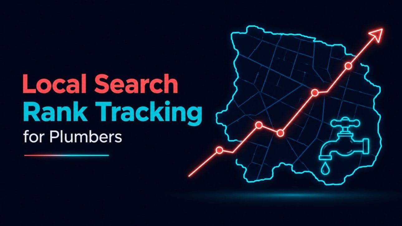 Glowing rising graph over a map outline representing local search rank tracking for plumbers.