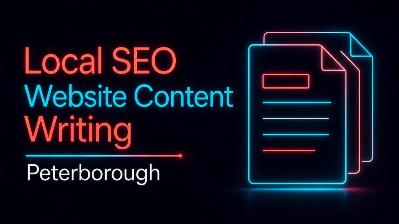 Glowing stacked document icons, representing local SEO content writing for Peterborough trades businesses.