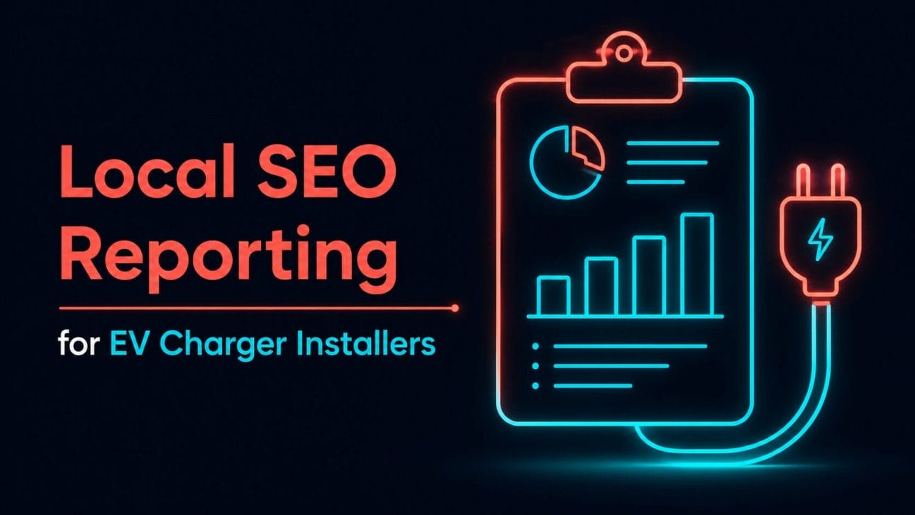 Glowing clipboard and bar chart icon representing local SEO reporting for EV charger installers.