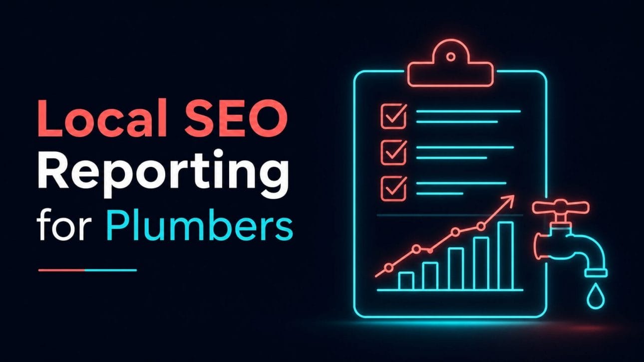 Glowing clipboard and bar chart icon representing local SEO reporting for plumbers.