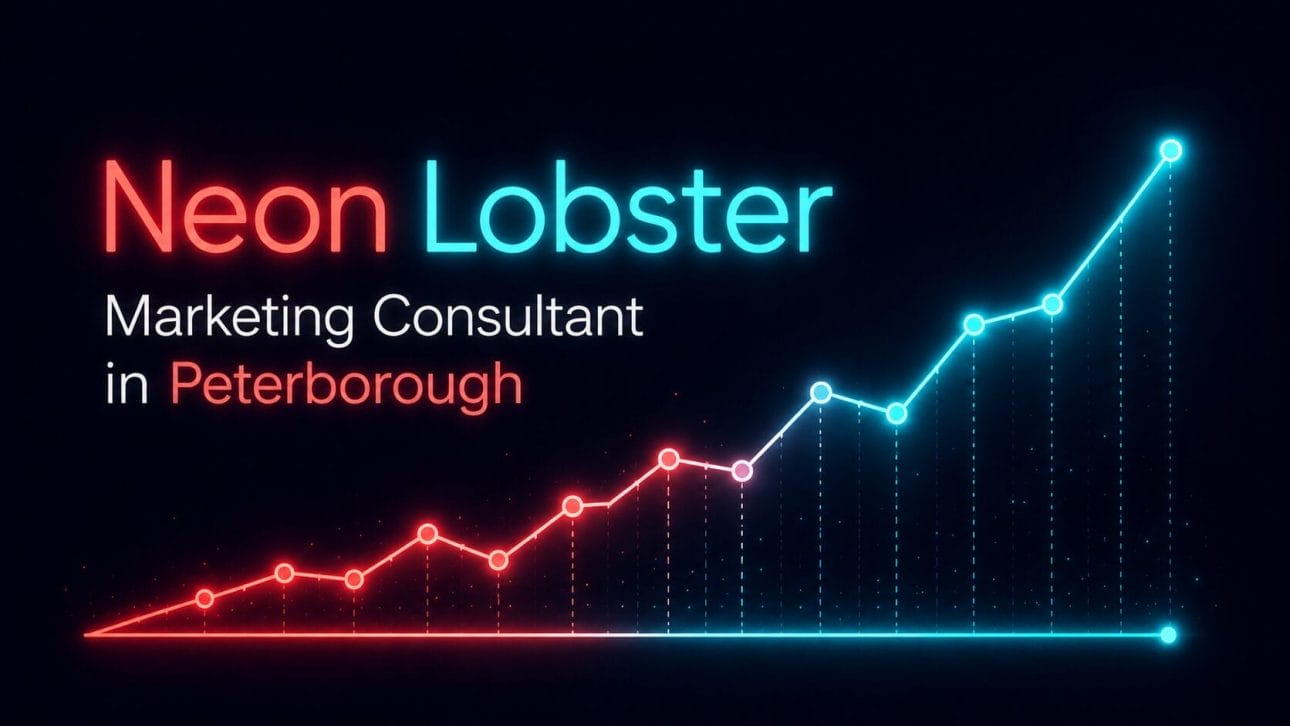 Glowing upward trending line chart, representing marketing consultant services for Peterborough trades businesses.